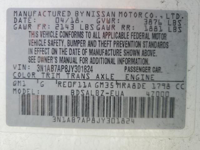 3N1AB7AP8JY301824 Nissan SENTRA S