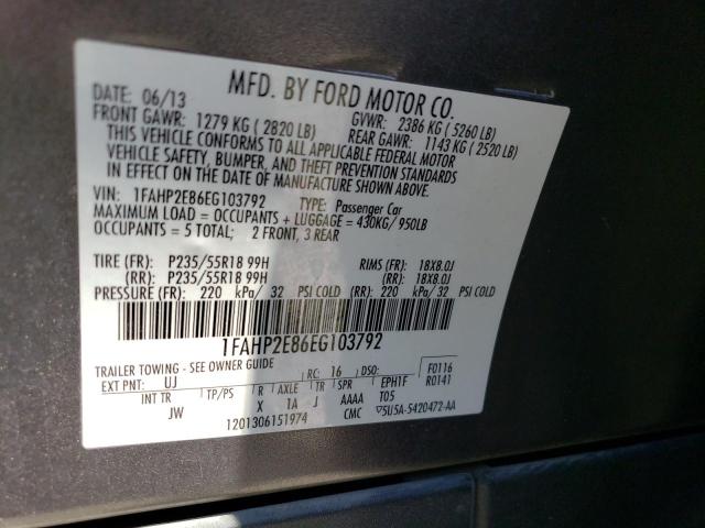 1FAHP2E86EG103792 Ford TAURUS SEL
