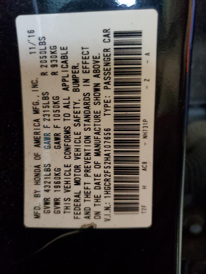 1HGCR2F52HA107656 HONDA ACCORD 2017