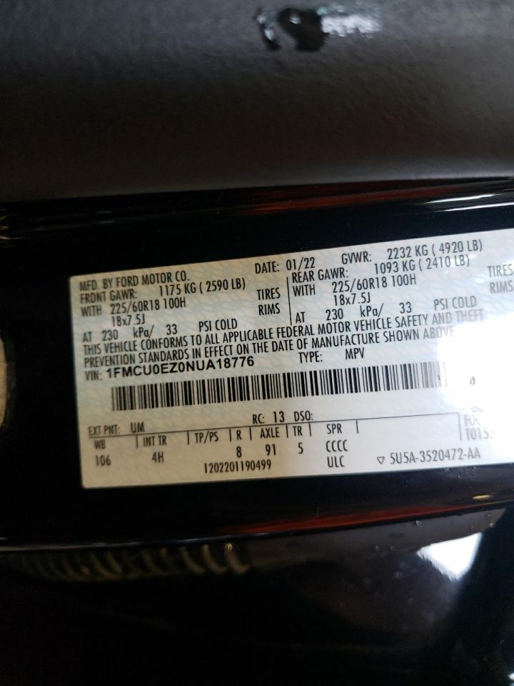 1FMCU0EZ0NUA18776 FORD ESCAPE 2022