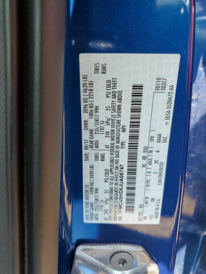 1FMCU0HD6JUA08747 FORD ESCAPE 2018