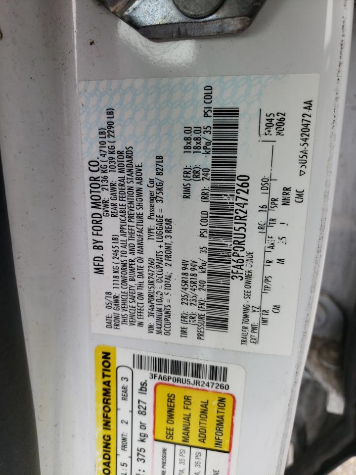 3FA6P0RU5JR247260 FORD FUSION 2018