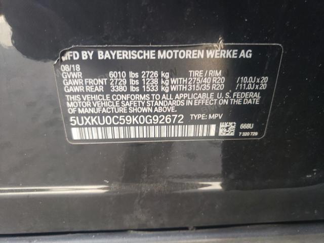 VIN 5UXKU0C59K0G92672 2019 BMW X6, Sdrive35I no.13