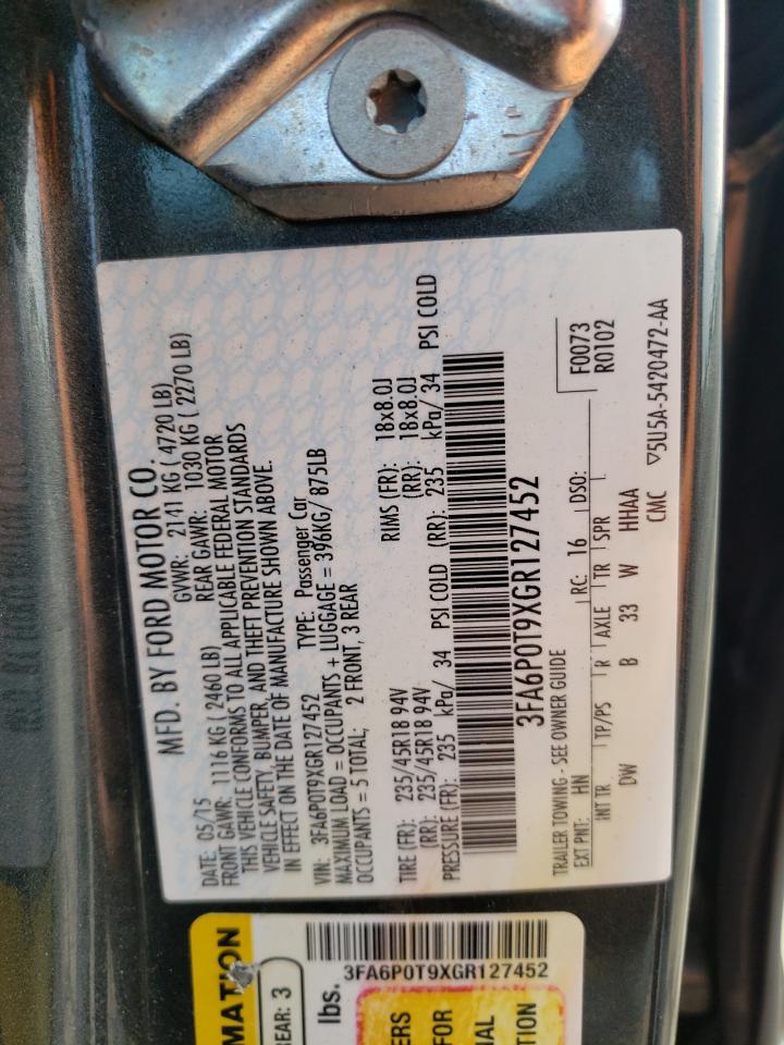 3FA6P0T9XGR127452 FORD FUSION 2016