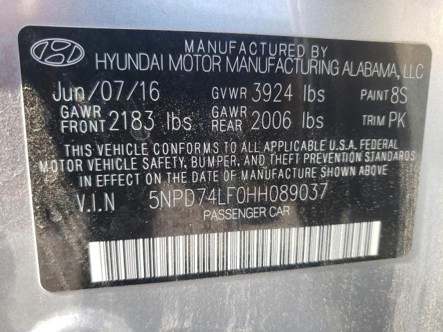 5NPD74LF0HH089037 Hyundai ELANTRA SE