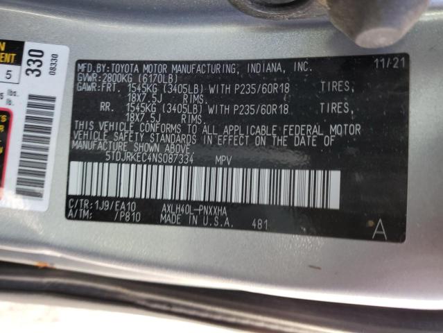 5TDJRKEC4NS087334 Toyota SIENNA XLE