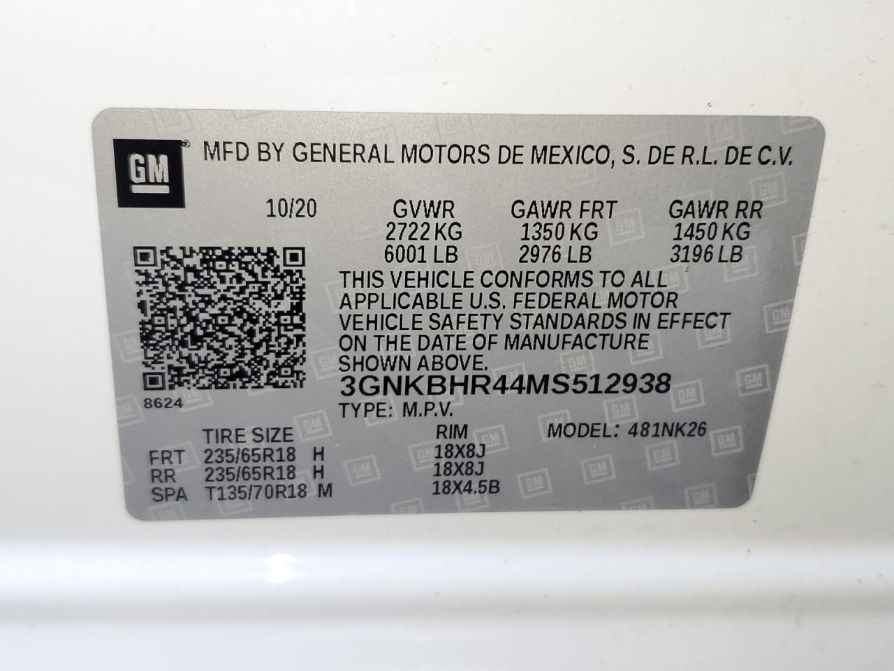 3GNKBHR44MS512938 CHEVROLET BLAZER 2021