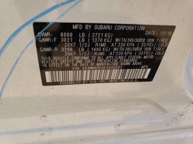4S4WMARD9K3443562 Subaru Ascent Touring