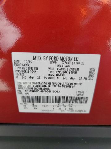 1FM5K8DH9GGB19063 Ford EXPLORER XLT