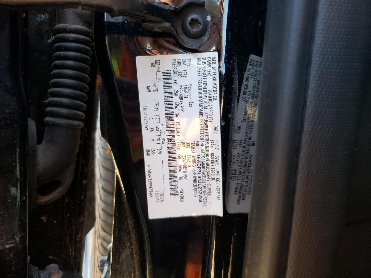 1FADP3L94JL232289 FORD FOCUS 2018