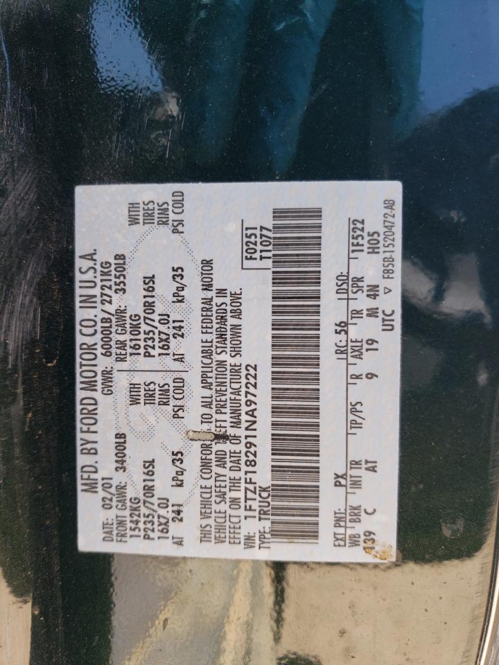 1FTZF18291NA97222 2001 Ford F150 1FTZF18291NA97222 2001 Ford F150