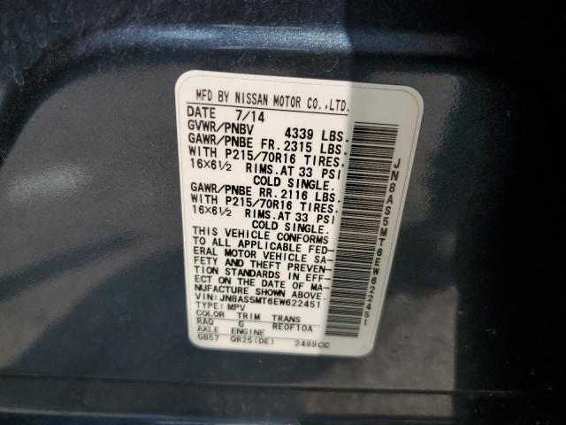 JN8AS5MT6EW622451 Nissan Rogue Select S