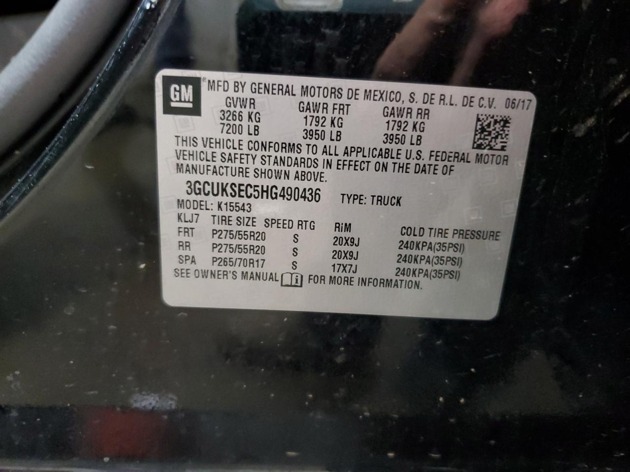 3GCUKSEC5HG490436 CHEVROLET ALL Models 2017