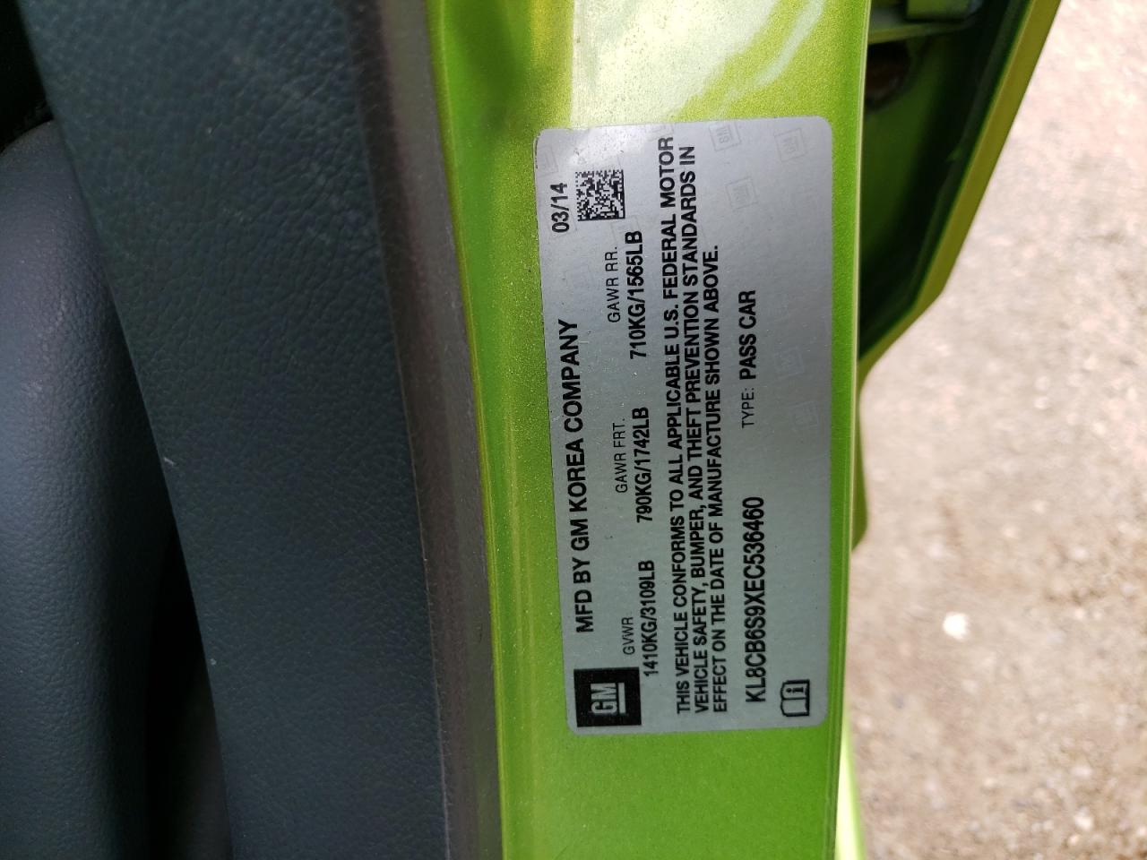 KL8CB6S9XEC536460 2014 Chevrolet Spark Ls