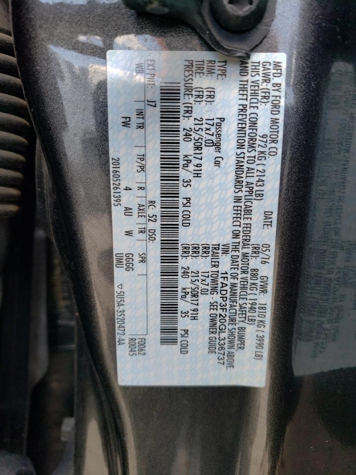 1FADP3F20GL336737 FORD FOCUS 2016