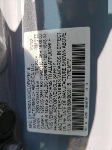 2022 HONDA 10HP MOTOR 5FNYF6H80NB098115
