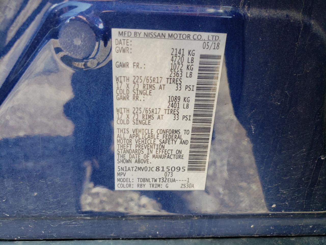 5N1AT2MV0JC815095 NISSAN ROGUE 2018