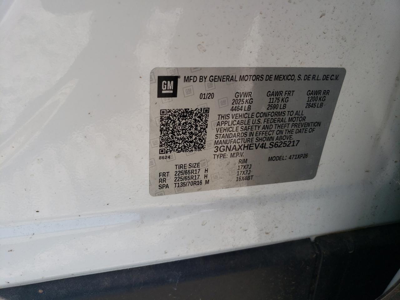 3GNAXHEV4LS625217 CHEVROLET EQUINOX 2020