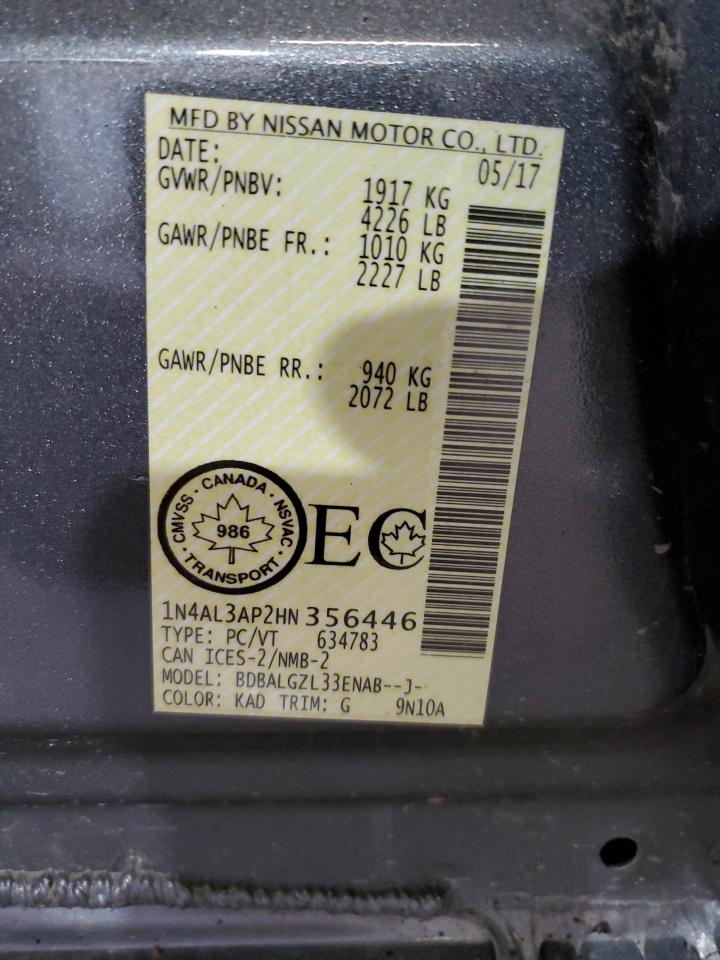 1N4AL3AP2HN356446 NISSAN ALTIMA 2017