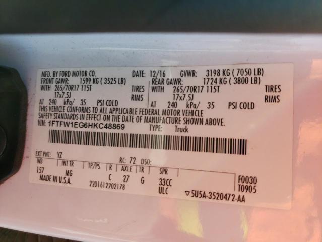 1FTFW1EG6HKC48869 Ford F150 Supercrew
