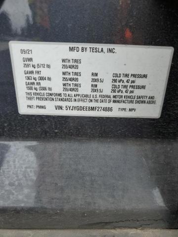 5YJYGDEE8MF274886 Tesla Model Y