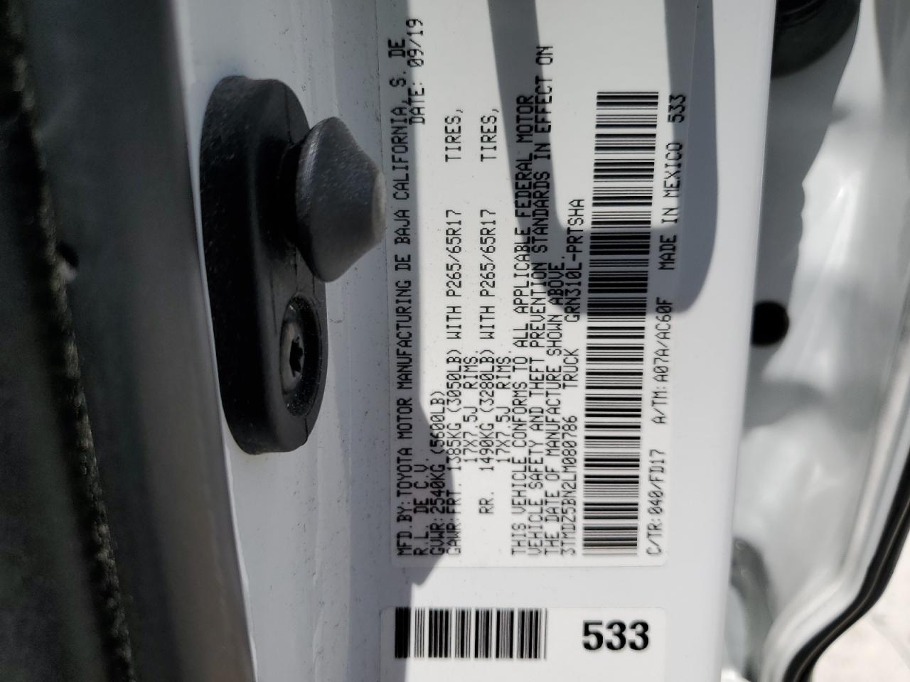 3TMDZ5BN2LM080786 TOYOTA TACOMA 2020