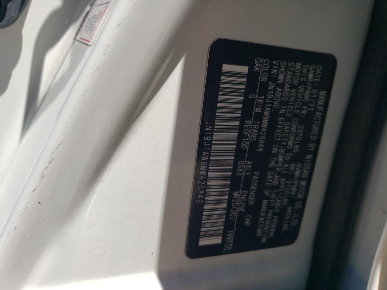 JN1BJ1AW9MW425849 NISSAN ROGUE 2021