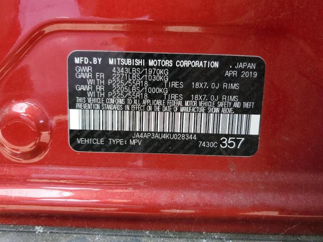 JA4AP3AU4KU028344 Mitsubishi Outlander Sport Es