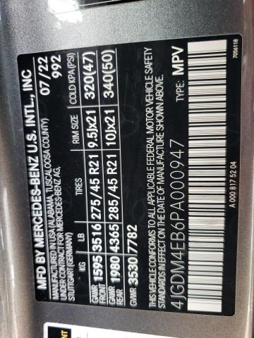 2023 MERCEDES-BENZ EQS SUV 58 4JGDM4EB6PA000947