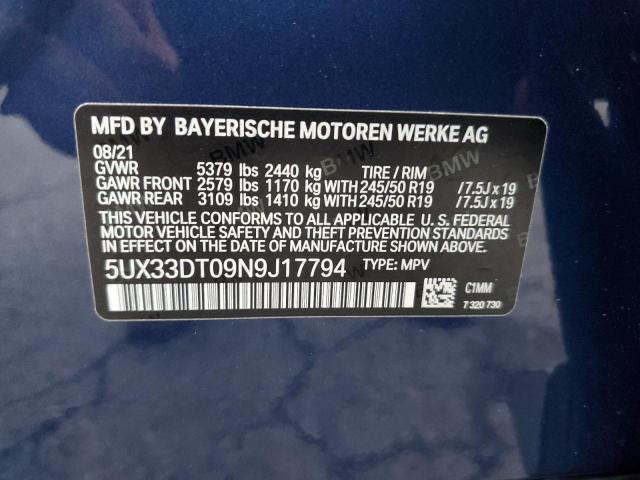 2022 BMW X4 XDRIVE3 - 5UX33DT09N9J17794