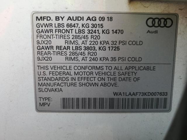 WA1LAAF73KD007633 2019 AUDI Q7, photo no. 13