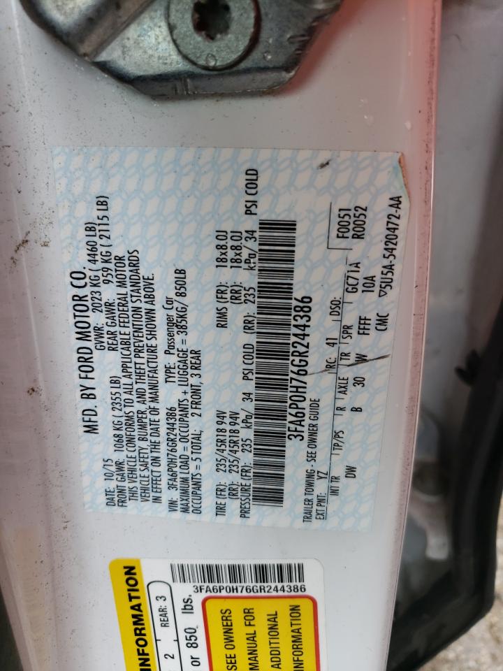 3FA6P0H76GR244386 FORD FUSION 2016