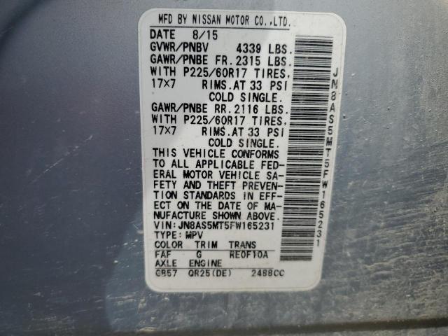 JN8AS5MT5FW165231 Nissan Rogue Select S