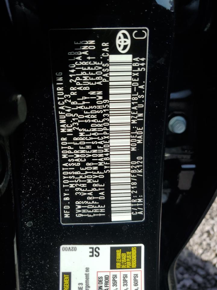 5YFB4MDEXPP033159 TOYOTA COROLLA 2023