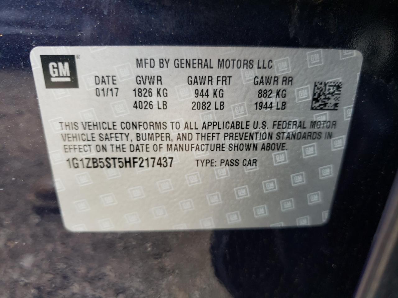 1G1ZB5ST5HF217437 CHEVROLET MALIBU 2017
