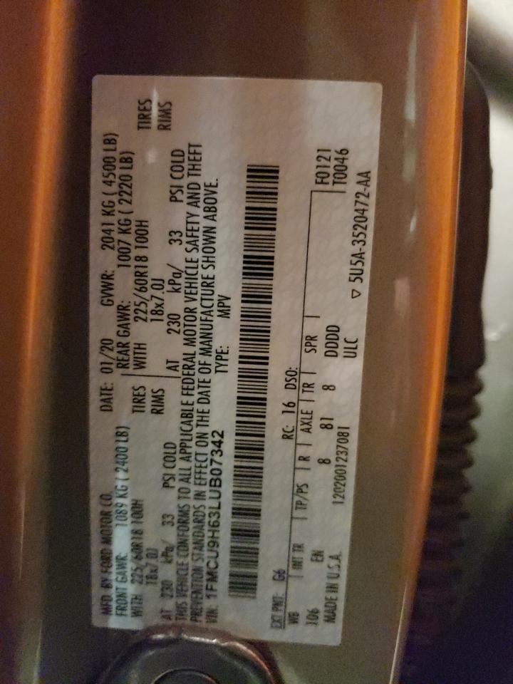 1FMCU9H63LUB07342 FORD ESCAPE 2020