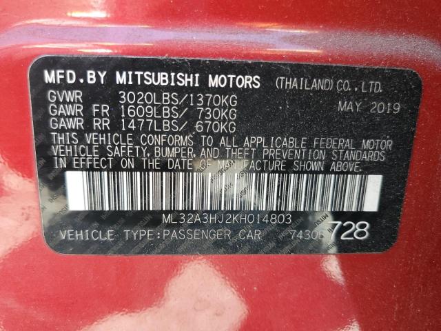 ML32A3HJ2KH014803 Mitsubishi MIRAGE ES