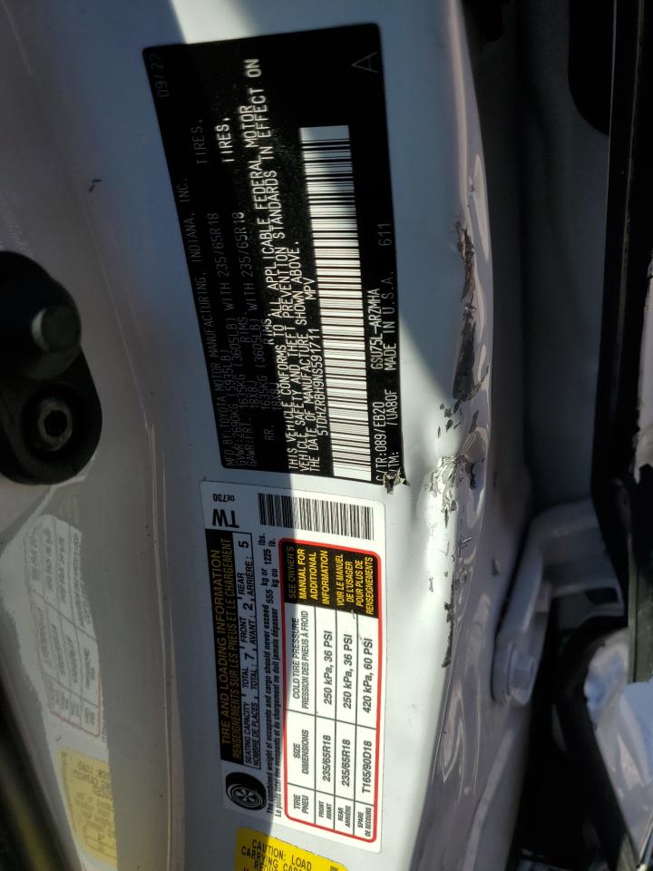 5TDHZRBH9NS591711 TOYOTA HIGHLANDER 2022