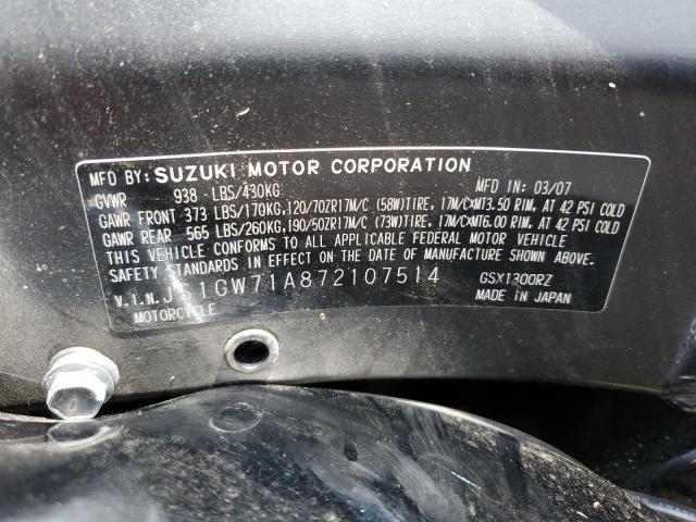 2007 SUZUKI GSX1300 RZ - JS1GW71A872107514