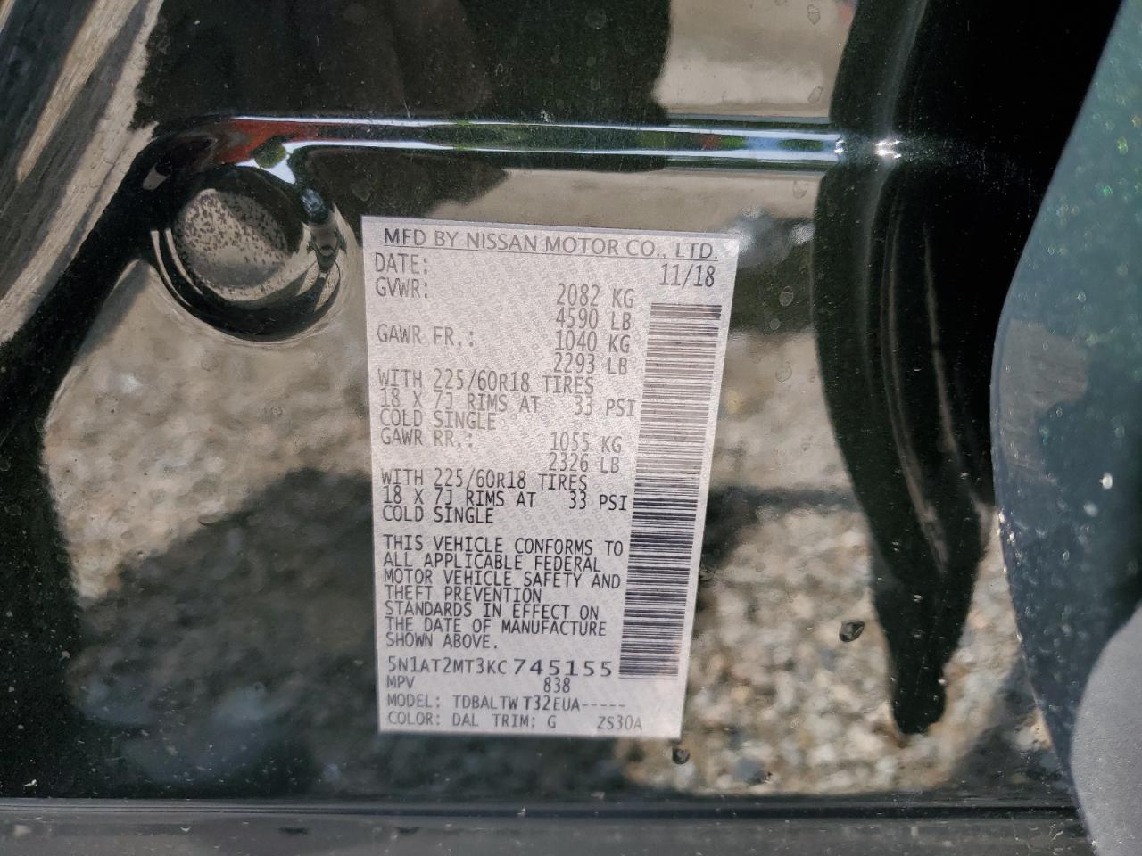 5N1AT2MT3KC745155 NISSAN ROGUE 2019