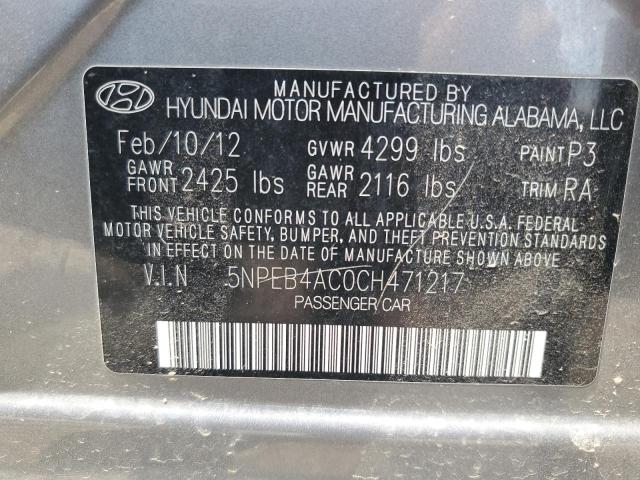Lot #2098865031 2012 HYUNDAI SONATA GLS salvage car