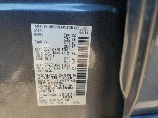 5N1AZ2MS8KN134225 Nissan MURANO S