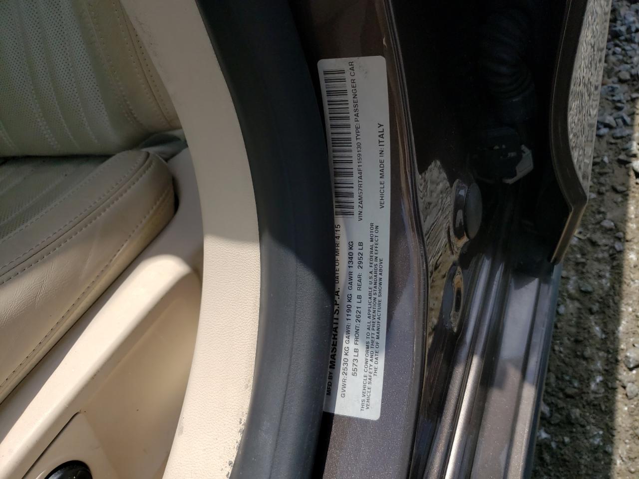 ZAM57RTA4F1159130 MASERATI ALL MODELS 2016
