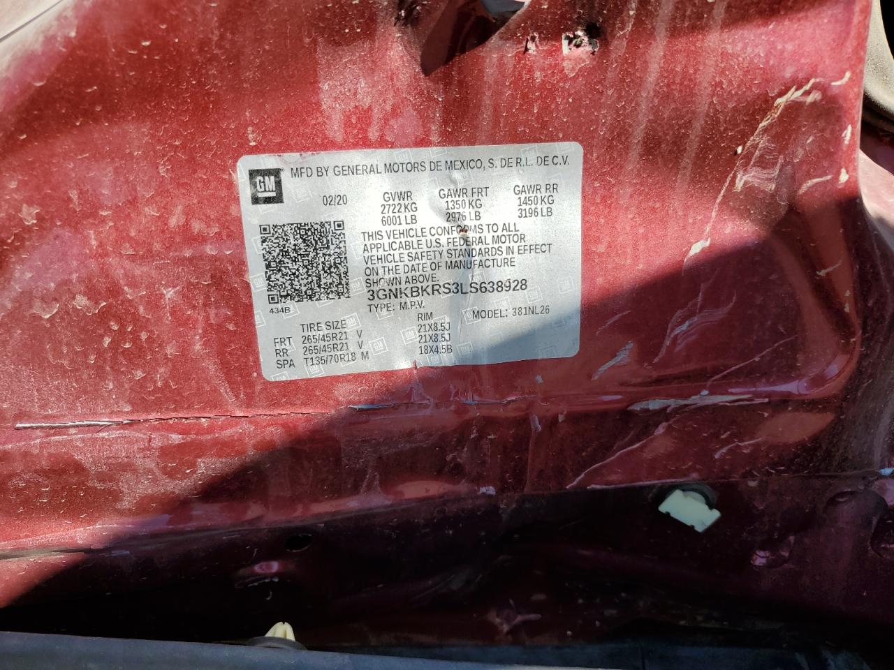 3GNKBKRS3LS638928 CHEVROLET BLAZER 2020