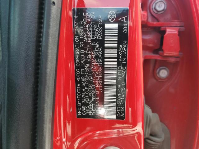 JTDKDTB38E1067596 Toyota PRIUS C