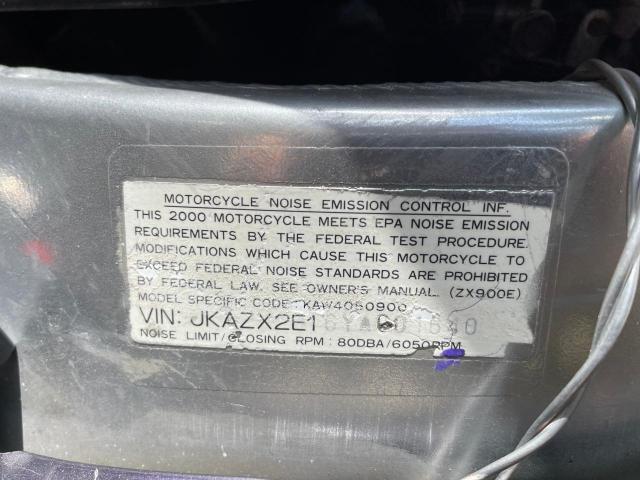 2000 KAWASAKI ZX900 E JKAZX2E16YA001640