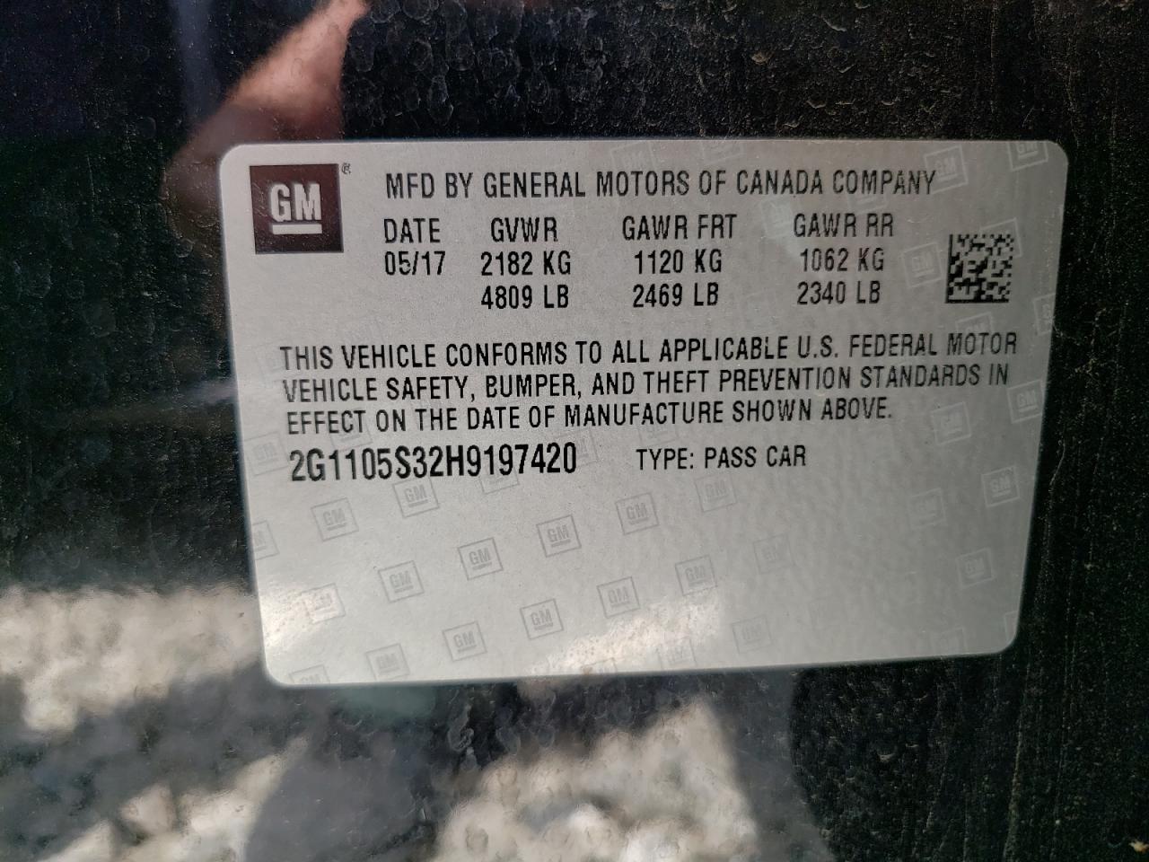 2G1105S32H9197420 CHEVROLET IMPALA 2017