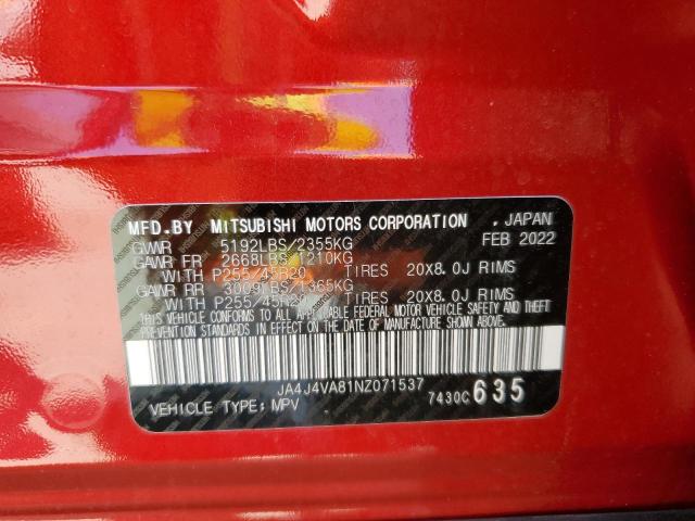 JA4J4VA81NZ071537 Mitsubishi Outlander Sel