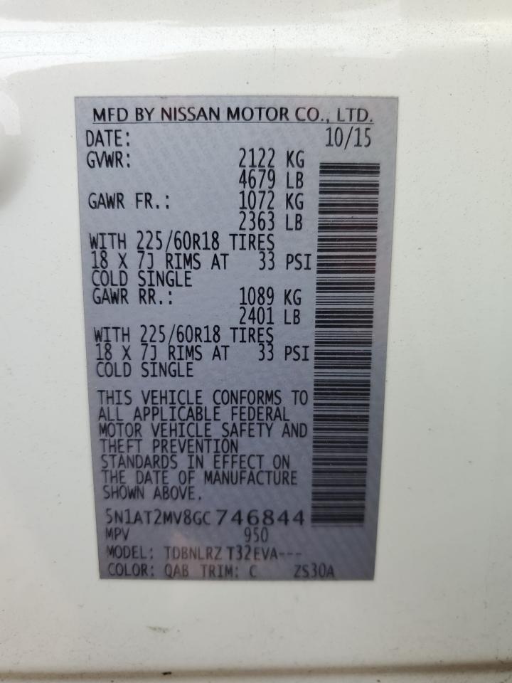 5N1AT2MV8GC746844 NISSAN ROGUE 2016