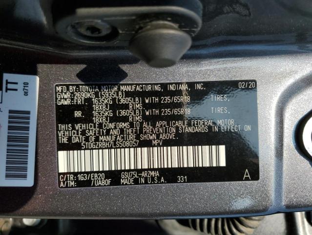 VIN 5TDGZRBH7LS508057 2020 Toyota Highlander, Xle no.13